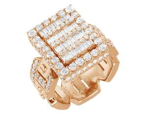 New Hip Hop Style S925 Sterling <b>Silver</b> Round and Baguette Cut Moissanite Diamond <b>Rings</b> for <b>Mens</b> - Product Image 5