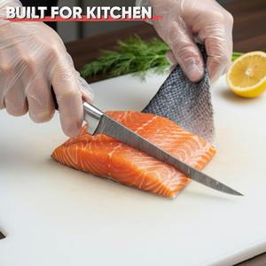 Couteau à filet en acier Damas fait main avec manche en bois, cadeau de Noël personnalisé pour homme, père, mari, couteau de pêche pour lui - Product Image 2