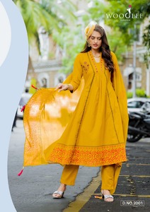 Traje Tradicional para Mujer, Traje Estampado Informal para Mujer, Trajes de Algodón Puro con Estampado Flexible y Bordado, Parte Superior e Inferior con Dupatta - Product Image 2