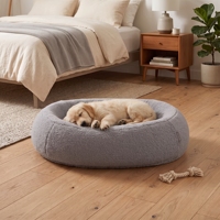 Lit de couchage solide Hesen pour animaux de compagnie, en tissu Teddy lavable, mousse à mémoire de forme, confortable, en velours côtelé, lit-caverne pour chien et chat