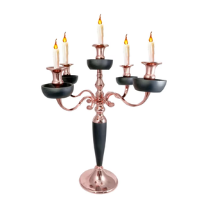 Bougeoir en bois à 5 bras pour décorations pour la maison pour mariages anniversaires noël pâques bocaux à bougies en métal lanternes - Product Image 1