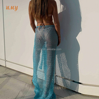 Vestido largo de ganchillo envuelto personalizado para cubrir la playa, traje de baño, ropa de playa, pareo de Bikini para mujer, venta al por mayor, falda larga con lazo envolvente