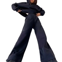 Ensemble de survêtement ample pour femme OEM, pantalon de survêtement mi-évasé en toile épaisse et sweat à capuche, séchage rapide, respirant, printemps