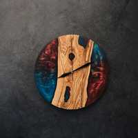 Jam Dinding Seni Resin Epoxy Modern Buatan Tangan Dekoratif Gerakan Jarum Kuarsa Satu Sisi Gaya Antik Pola Still Life Ruang Tamu