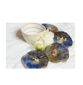 Sous-verres en résine époxy artisanale de luxe avec des pièces d'art élégantes pour la décoration intérieure et une protection élégante des boissons - Product Image 5