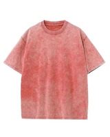 Camiseta de algodón 100% de alto gramaje, lavada al ácido, oversize, de cuello redondo, con logotipo bordado, teñido anudado, para hombre y mujer, tallas grandes, lisa.