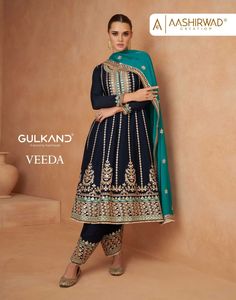 Último diseñador Pure Chinon bordado secuencia trabajo Salwar traje por Fab Zone - Product Image 2