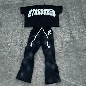 220GSM Heavyweight 100% algodón satén patrón sólido manga corta cuello redondo Camiseta de talla grande para hombres DTG/DTF Serigrafía - Product Image 5