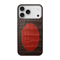 Étui classique de créateur avec forme ovale pour iPhone 18 17 Pro en cuir de crocodile véritable avec logo personnalisé