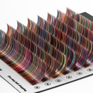 Pestañas de volumen de color de seda volumen completo mezcla de color extensiones de pestañas bandejas featherlight pestañas a granel al por mayor vibrante colorido - Product Image 3