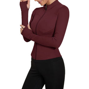 Veste de yoga pour femmes de haute qualité, séchage rapide, respirante, tissu extensible, fermeture éclair, manches longues, trous pour les pouces, poches, confortable et durable - Product Image 5