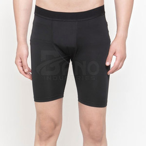 Pantalones cortos de entrenamiento para gimnasio estilo callejero para hombre, pantalones cortos de compresión de Material duradero hechos a medida con patrón sólido - Product Image 1