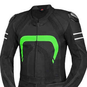 ชุดแข่งรถมอเตอร์ไซค์หนังวัวสีดำเขียวสะท้อนแสงแบบยูนิเซ็กซ์ ระบายอากาศ กันลม อุปกรณ์ป้องกัน สำหรับฤดูหนาวและทุกฤดู - Product Image 4