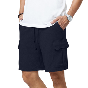 Pantalones cortos Cargo largos de longitud media para hombre, pantalones cortos de trabajo ligeros y duraderos, cintura elástica de algodón, ajuste holgado con múltiples bolsillos - Product Image 3
