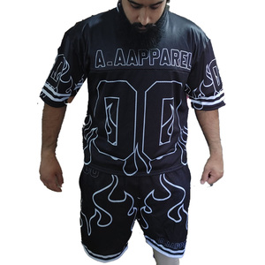 Camisetas de fútbol americano con logotipo bordado sublimado, camisetas de fútbol de malla cuadrada de poliéster personalizadas - Product Image 5