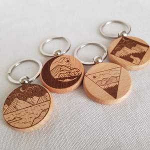 Llaveros de madera personalizados al por mayor, llaveros DIY láser en blanco con impresión UV de acero inoxidable y PU Metal para regalo de negocios - Product Image 1