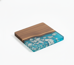 Sous-verres carrés en bois et résine |   Ensemble de sous-verres en bois et résine époxy faits à la main |   Protection de table pour la maison - Product Image 3