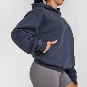 OEM sweat à capuche femme surdimensionné qualité supérieure épaule tombante personnaliser broderie impression automne pull pas cher articles en vrac sweats à capuche - Product Image 3