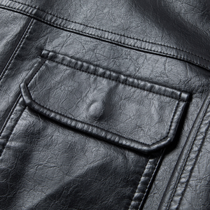 Chaqueta de Cuero Casual de Alta Calidad para Hombre, para Primavera y Otoño, Resistente al Viento, Transpirable, Manga Regular, Cuello Alto, Logotipo Frontal - Product Image 3