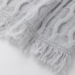 Pull en laine vendeur chaud pull en tricot torsadé personnalisé gros pull gris mohair - Product Image 4