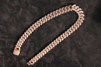 Collier chaîne cubaine élégant pour homme, diamant de laboratoire, bijoux de luxe, plaqué or 14 carats, style hip-hop, diamants incrustés