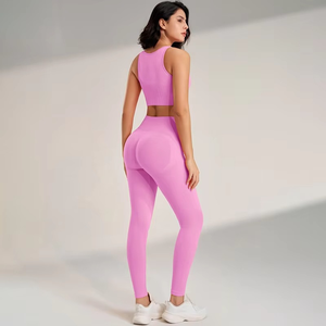 Ensemble de vêtements de yoga Leggings taille haute pour femmes et haut deux pièces sans couture Fitness exercice vêtements Fitness - Product Image 1