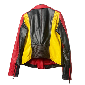 Women's Biker Style Red Black Yellow Genuine Leather Racing Motorbike Jacket CE Armours Protection Motorcycle Jacket For women - Product Image 6