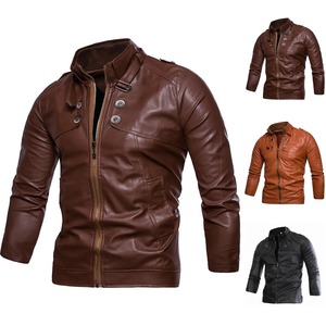 Chaqueta de cuero con cuello levantado para hombre de alta calidad Chaqueta de cuero informal de moda de invierno - Product Image 3