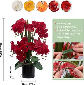 Orquídeas de seda con precio al por mayor, bonsái, flores artificiales de orquídeas, arreglos para decoración del hogar, regalo, venta al por mayor, 2017 - Product Image 3