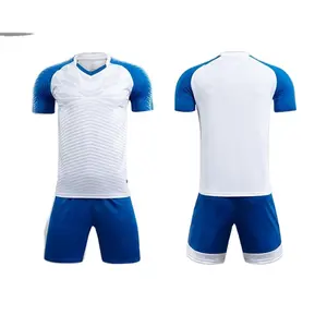 थोक कस्टम उच्च गुणवत्ता Futebol Uniforme Futbol अजुल वाई ब्लैंको खाली ब्लू उच्च बनाने की क्रिया फुटबॉल जर्सी शर्ट सेट