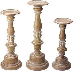 Juego de portavelas de pilar de madera hecho a mano de 3 para boda y Año Nuevo chino decoración del hogar precio al por mayor - Product Image 1