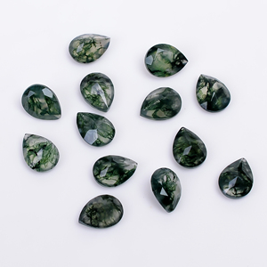 Ágata de musgo verde Piedra preciosa suelta Corte brillante Forma de pera Natural 9,0x7,0x4,0mm para la fabricación de joyas - Product Image 4