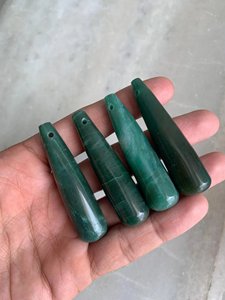 Piedras preciosas de lágrima larga lisa de jaspe verde, par de piedras sueltas combinadas para fabricación de joyas, manualidades de diseñador DIY - Product Image 2