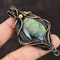 Impressionnant pendentif Labradorite fait main 30To35mm Coper ovale forme lunette ensemble pour ensemble de bijoux de mode pour cadeau joyeux anniversaire