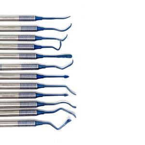 Kit de 12 Piezas de Instrumentos Quirúrgicos para Obturaciones Dentales de Composite, Recubiertos de Titanio Azul, de Acero Inoxidable, Profesionales y Manuales - Product Image 4