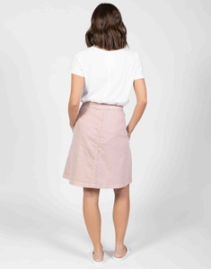 Jupe de golf en coton rose avec poche et boutons-pression, détail plissé à l'avant et dos élastiqué confortable pour femmes - Product Image 4