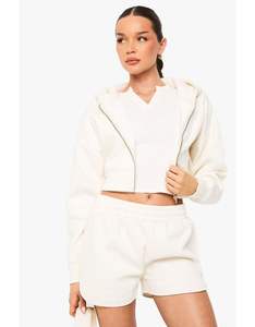 Ensemble de survêtement pour femme avec sweat à capuche zippé et pantalon de jogging imprimé en molleton, motif uni, OEM ODM - Product Image 6