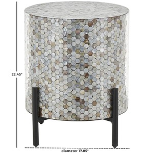 Table basse moderne écologique en nacre incrustée, avec base en métal noir, faite à la main, de haute qualité, décoration d'intérieur - Product Image 5