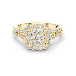 Bague en or 18 carats, 14 carats, 10 carats avec diamants de laboratoire 0,816 CT pour femme, diamants CVD VVS-VS EF, design double halo à double sangle fendue - Product Image 2