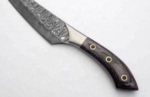 Couteau professionnel en acier Damas pour le filetage du saumon et la découpe du poisson avec manche en bois, idéal pour le camping - Product Image 3