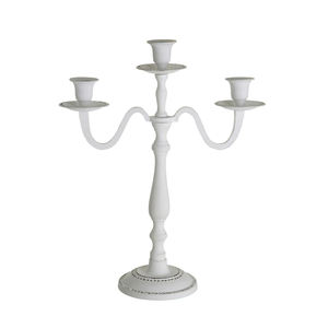 Top Selling Customized White Coated 3-Arm Candle Stand Holder Best Quality Handicraft New Arrival Wedding Table Decor - Product Image 1