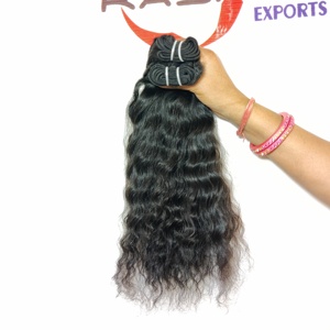 Extensions de cheveux humains indiens Remy 100 % naturels, alignés sur les cuticules, non traités, double trame, ondulations profondes, pour femmes, vente en gros - Product Image 5
