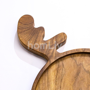Bandeja de Servir HomLiv de Madera de Teca Natural con Forma de Asta de Ciervo Rudolph, Ecológica, No Tóxica, para Frutas y Aperitivos, Ideal para las Fiestas - Product Image 3