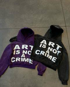 พิมพ์ดิจิตอลขนาดบวก 500gsm เฮฟวี่เวทผู้ชายขนาดใหญ่ที่กําหนดเองกรดล้าง Hoodies วินเทจธรรมดา Hoodies - Product Image 2