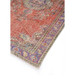 Tapis en laine noués à la main de grande taille, style vintage, motif médaillon rouge-orange classique, pour la maison, le couloir, design rectangulaire, recyclé - Product Image 2