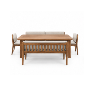 Modern Solid Wood Dining Set with Upholstered <b>Bench</b> <b>and</b> Slatted <b>Chairs</b> for Home Restaurant Cafe <b>and</b> Hotel Furniture Projects - Product Image 1