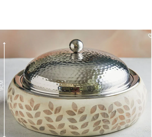 Casserole arabe tendance en acier inoxydable et serveur de nourriture en bois avec poignée en laiton à motif floral HotCase et HotPot - Product Image 2