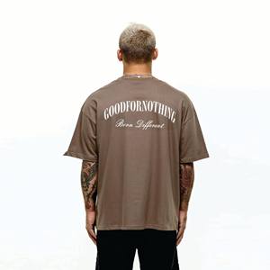 Camiseta de talla grande 100% algodón para hombre, camiseta de lujo con hombros caídos y cuello falso, camiseta en blanco - Product Image 3