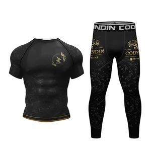 Premium <b>Compression</b> Rash Guard Set Unisex Athletic Gym Wear Breathable Quick Dry Long Sleeve <b>Shirt</b> Trousers UPF50+ Fitness - Product Image 2