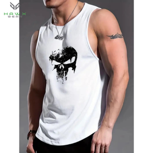 Camiseta sin mangas transpirable para deportes diarios para hombre, cómoda, sin relleno, sin mangas, chaleco de cuello estampado Simple, camiseta sin mangas de talla grande para hombre - Product Image 6